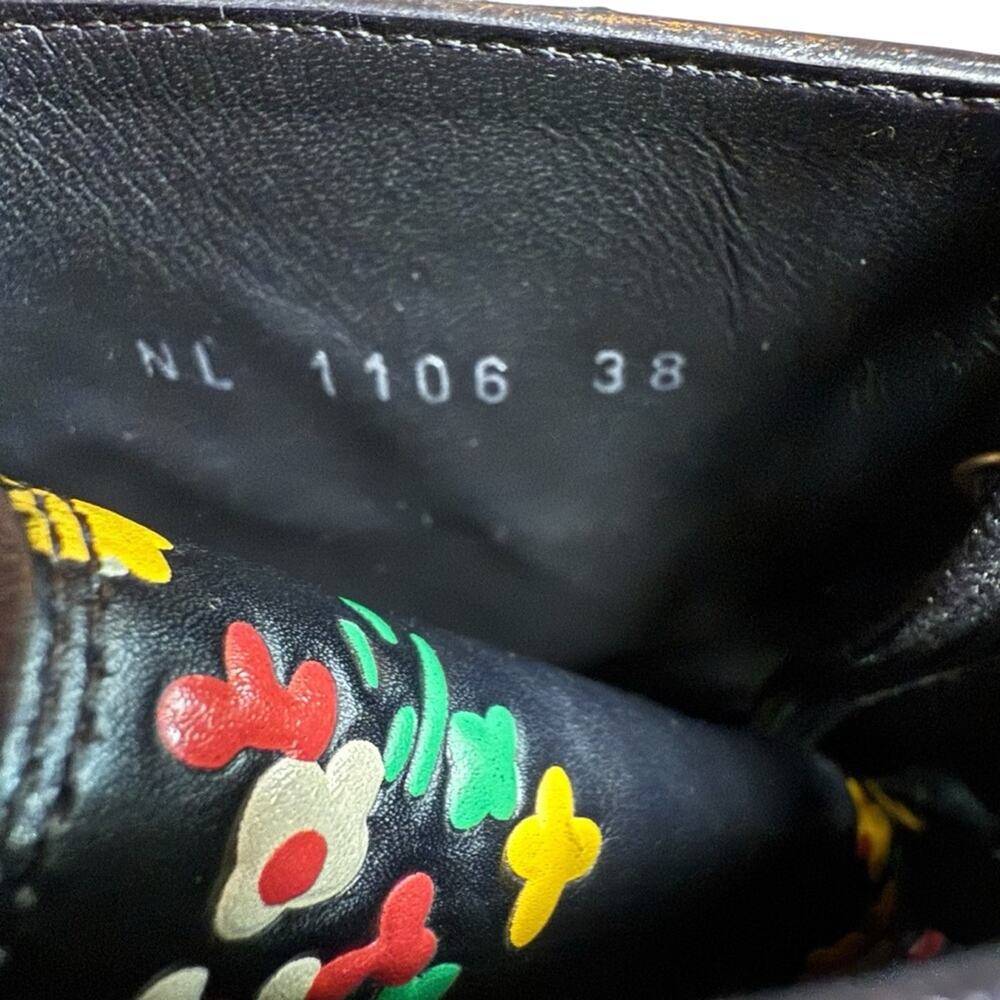 LOUIS VUITTON Wonderland Floral Ranger Leather Boots Gold LV Buckle EU 38 U8 - Picture 8 of 13